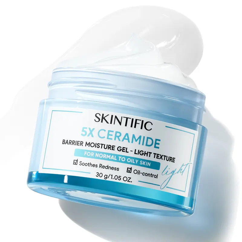 [New Launch]SKINTIFIC 5X Ceramide Barrier Moisture Gel - Light Texture Ultra-Light Cooling Gel for Oily & Sensitive Skin Non-Comedogenic Hydrating Gel with SymCalmin & Bisabolol, Cruelty-Free, Black Friday Gifts, Holiday Gifts