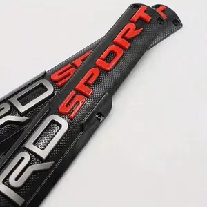 2-Piece TRD Sport Off-Road 3D ABS Door Emblems, Self-Adhesive Model Nameplate Door Stickers/Stickers for Toyota Tacoma Sport Off-Road Vehicles and Pickups (Black/Red/Black/Silver), High-Quality Automotive Accessories