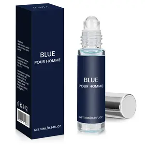 Men's Blue Roll-On Essential Oil Perfume, 10ML Wooden Scented Fragrance for Travel & Commuting, Versatile Use on Wrist, Behind Ear, Neck