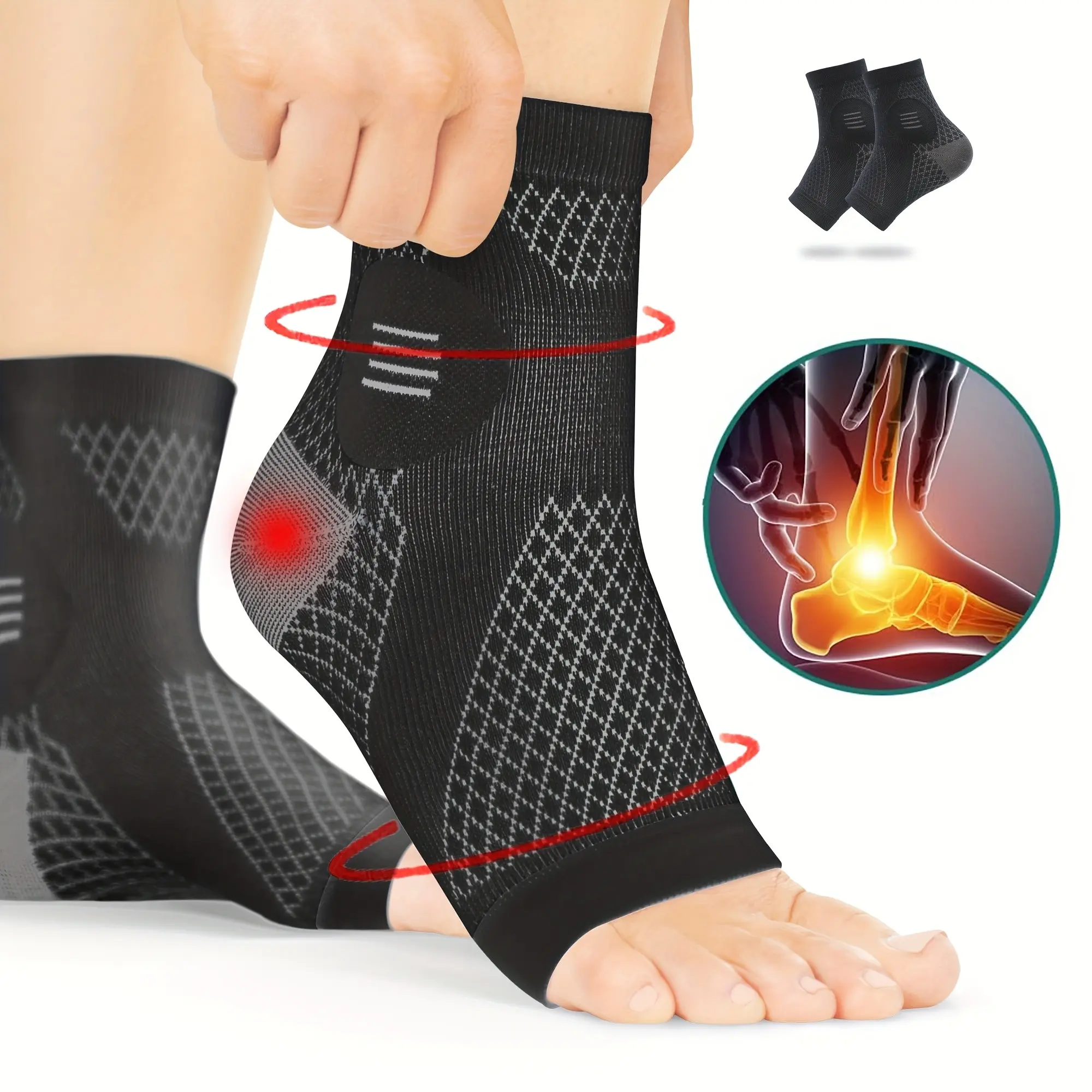 High-Quality Supportive Ankle Compression Socks, Arch and Ankle Support, Open-Toe Design, Elastic Foot Orthotics, Ideal for Daily Wear, Outdoor Activities and Four Seasons Use