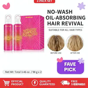 ModMingle Instant Hair Dry Shampoo Natural Ingredient Invisible Volumizing Spray Absorbs Oil Instantly Oily Hair Travel Gym Work Essential 3.46oz 98g*2 Cleanser Conditioner #Valentine's Day gift