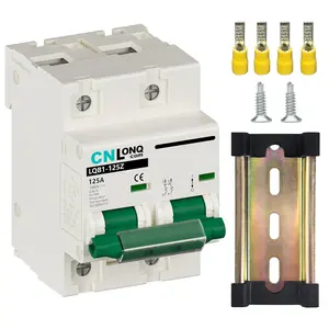 DC Miniature Circuit Breaker 125 Amp Solar Disconnect Switch DC1000V2P MCB for PV, UPS, RV Battery, DIN Rail Mount