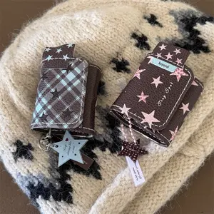 Pink blue black diamond leopard print star | Star pendant | Leather headphone bag | Best friend gift | for Airpods 2 3 4 pro/pro2 pro3