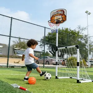 Portable Soccer Goal Kids Toy, 2-In-1 Soccer Basketball Hoop, Indoor Outdoor Family Fun, Precision Shooting Practice, Easter Thanksgiving Gift