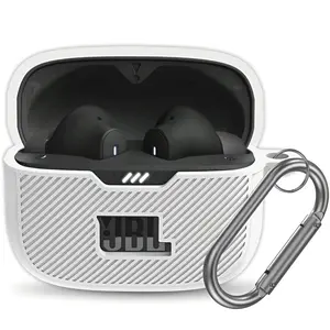 for JBL Vibe 230TWS & Vibe Beam Case Cover, Silicone Protective Shock Cover Compatible With True Wireless Headphones Charging Case With Carabiner