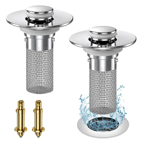 Stainless Steel Hair Catcher Basket Strainer - Anti-Clogging Drainage Tub Drain Cover, Corrosion Resistant Bathtub Accessories, Durable Universal Silver Fit for US Bathroom Sinks, Modern Mesh Basket Drain Cover Bathroom Gadget