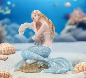 Hand-painted resin mermaid statue - Multi-functional indoor and outdoor decoration, suitable for home, office and garden - Perfect Thanksgiving gift, marine-themed home decoration  Sculpture Ornaments Pink Decorative mannequin head