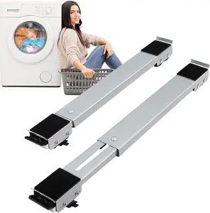 Extendable Furniture Appliances Rollers, Mover Tools with 24 Roller & Brake Equipment for Heavy Washing Dryer Machine Refrigerator for Mobile Wheels Strong Base Stand Hold Up to 660 lb Gray
