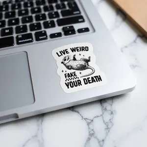 Live Weird Sticker Fake Death Opossum - 2 Inch 2 Pack - Funny Vinyl Sticker - Durable Waterproof Decal - Cute Animal Humor - Laptop Water Bottle Car - Aesthetic Trendy Decor - - PLST0037