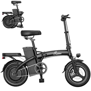 2026 New Upgraded 14-Inch Lightweight Foldable Mini Electric Bike - 400W (Peak 650W) Motor, 48V15AH Battery, Max Speed 20 mph, Maximum Range 50 miles, Pedal Assist, Electric Bike Controller, Suitable for Campus Riding, Shopping, Folding Bike, Seat Dual