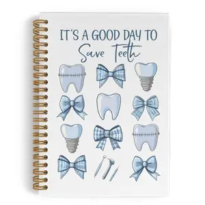 Dentist Spiral Notebook, Blue Bow Dentist Gift Diary Notebook, Must-Have Notebook for Dental Assistants, Dental Office Supplies, Gift for Female Dentists, 5.5x8.3 inches