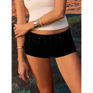 Cider Cotton-blend Low Rise Metal Detail Micro Shorts
