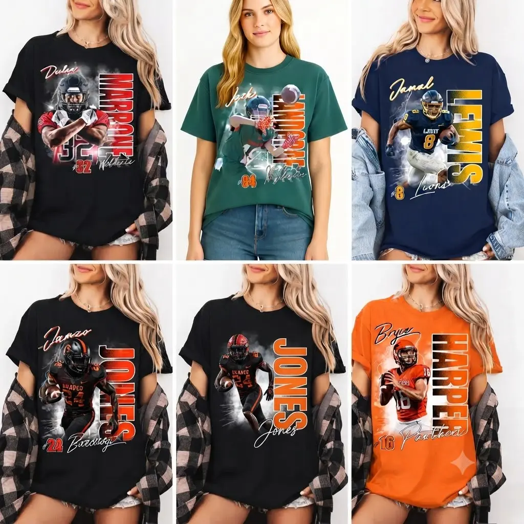 Custom Player Football Shirt, Soft Style Football Shirt, Custom Football Shirt, Personalized Player Shirt, Football Mom, High School - Menswear Top, Casual Short-Sleeve Tee