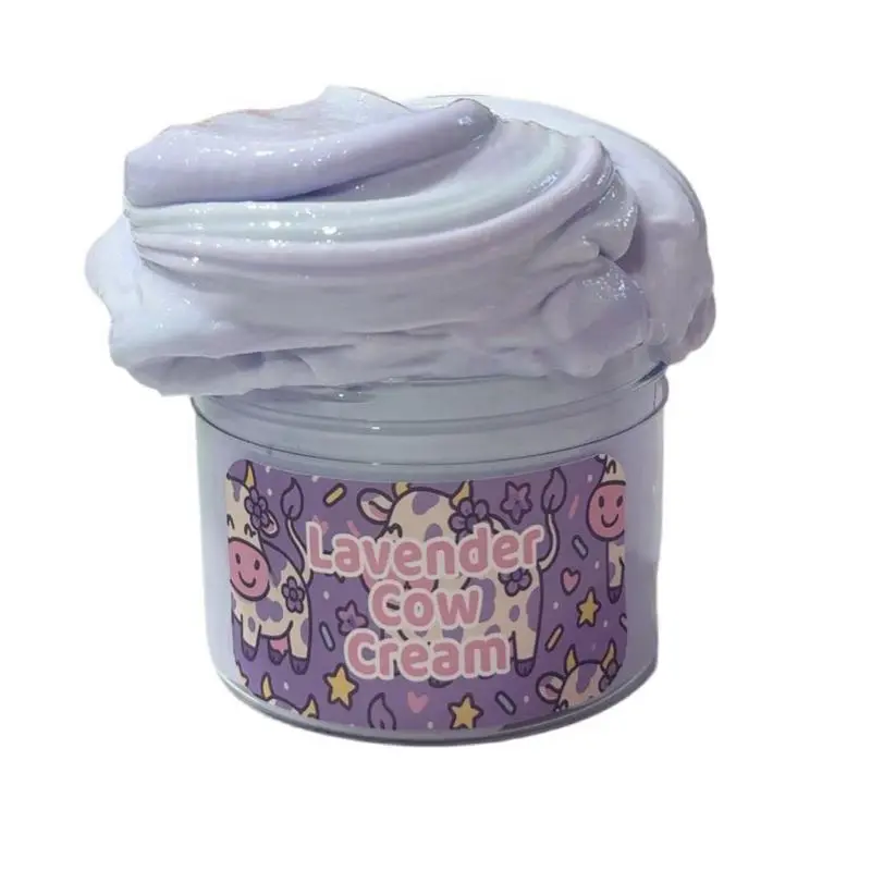 8oz Thick Lavender Scented Cow Cream Slime - Sensory Squishies, Soft Slime Ball, Glossy Swirls Oddly Satisfying Stress Relief Toy, Calming Fidget Toy for 6-8 Years Neurodivergent Kids’ Development