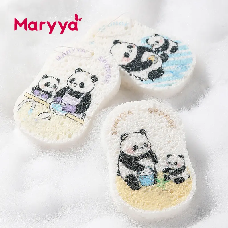 Dopamine Cute Animal Wooden Pulp Cotton Dishwashing Blocks for Home Kitchen Water Absorbing and Stain Removing Compressed Sponge All-Purpose Cloth