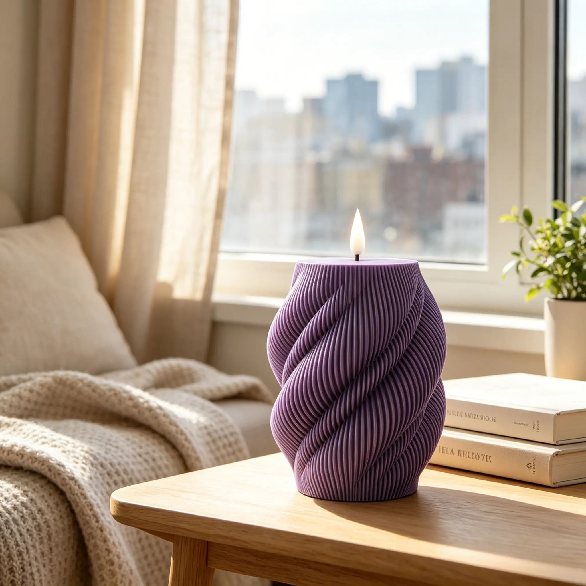 Purple Degradable PLA Flameless Candle - Safe for Kids, Smokeless Dripless, Remote Control with 2/4/6/8H Timer, Decorative Household Candle for Wedding Centerpieces, Birthday, Holiday Gift