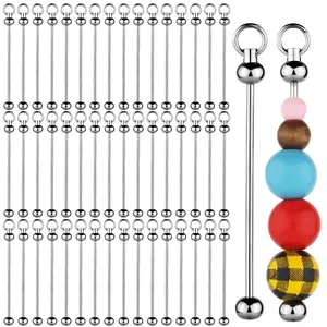 50Pcs/Set Blank Beadable Keychain Bars,Metal DIY Bead Keychain Bar,Detachable Key Chain Making Accessories for Craft Project Pendant,Christmas Party Gifts,Hand Tools Kits