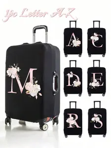 Flower Letter A-Z Luggage Protector, Durable Universal Luggage Cover 18-32 Inches, Dustproof Scratchproof, Travel Essential, Durable Travel Accessory