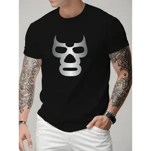 Men's fully printed short-sleeved T-shirt-summer casual crew neck polyester shirt, light and breathable, fashionable full coverage design, suitable for outdoor wear