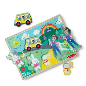 Melissa & Doug Ms. Rachel Wooden Song Puzzle, 6 Piece Learning Toy