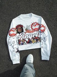 Men's Jesus & Letter Print Long Sleeve Graphic Tee, Casual Comfy Top for Daily Wear, Men's Top for All Seasons