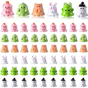 60 count Halloween Mini Ghost  Figurines Mini  Ghost Cute Miniature Ghost Figurines Small Ghost Garden Decor for Halloween Party Favors Bag Fillers Outdoor  Garden Decoration (Cute)