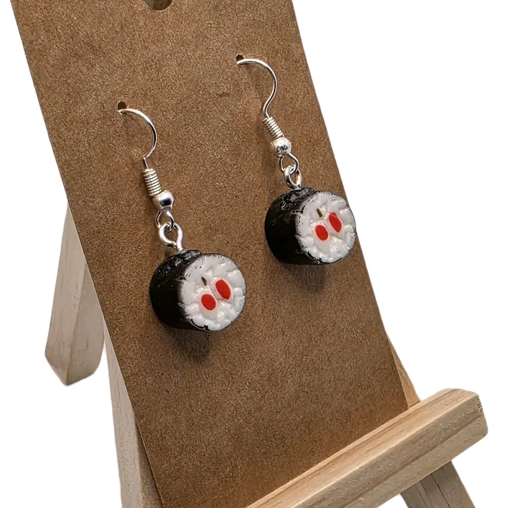 Realistic Sushi Plastic Hook Earrings, Casual Secure Unique Design Whimsical Fashion Costume Jewelry Accessories
