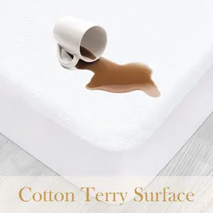 Ultra-Soft 100% Cotton Waterproof Terry Surface Mattress Cover  for Twin Full Queen Sizes