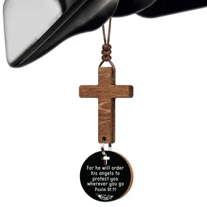 Christian Rearview Mirror Cross Holder, Unisex Car Accessories, Daily Bible Verse Scan, Reverse Hanging Cross Decor, Car Charm