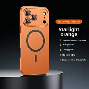 Lens ring protection, new IP17/16 Pro Max spring buckle frame phone case, magnetic full coverage, Clip-on Hybrid Metal Frame PC Back Phone Case，IP15 Premium, 14 matte, 13