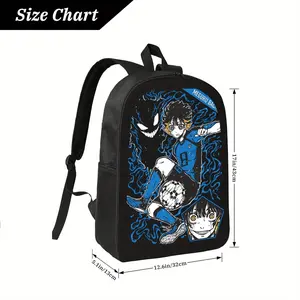 Customized  Boys Backpack for School Kids Girls GIfts Custom Meguru Bachira T-Shirt-Style Backpack - Blue Lightweight Durable Polyester, Adjustable Shoulder Straps, Zipper Closure, Machine Washable, Ideal for Daily Commute & Sports