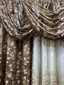 Magnolia Brown 7-Piece Curtain Set With Ruthland Center Panel & Backing Interior Decoration Accessories Home Textile