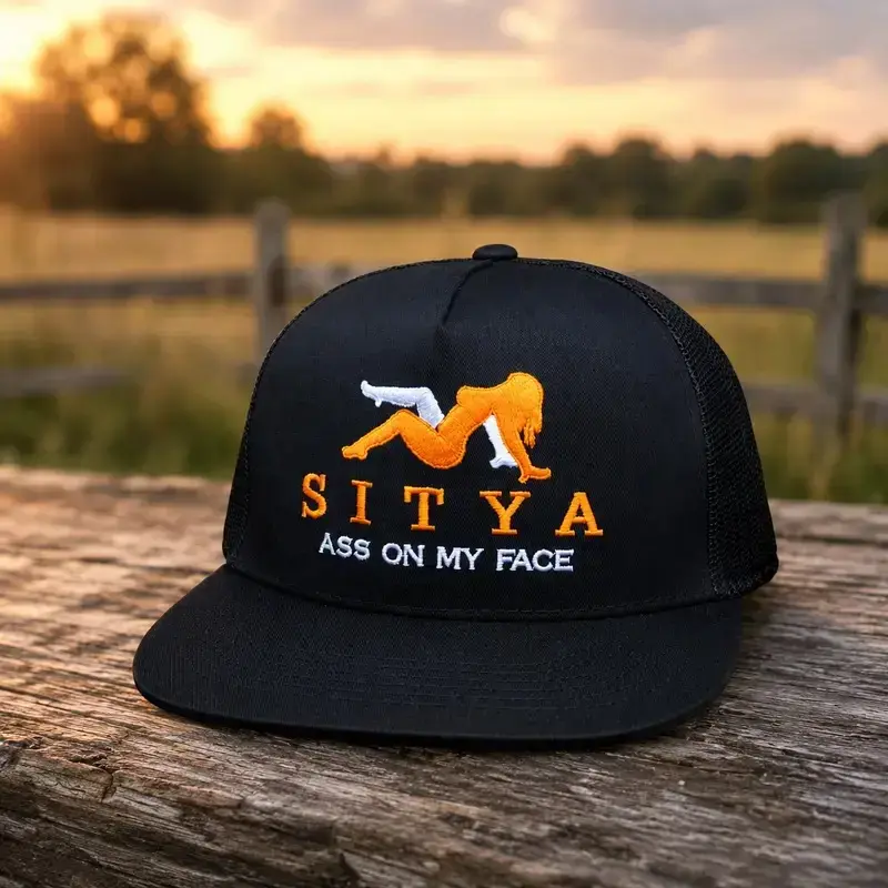 Embroidered Sityaaaass On My Face Hat, Funny Cap gift For Him, Cotton Mesh Back Breathable Snapback, Summer outdoor Cap