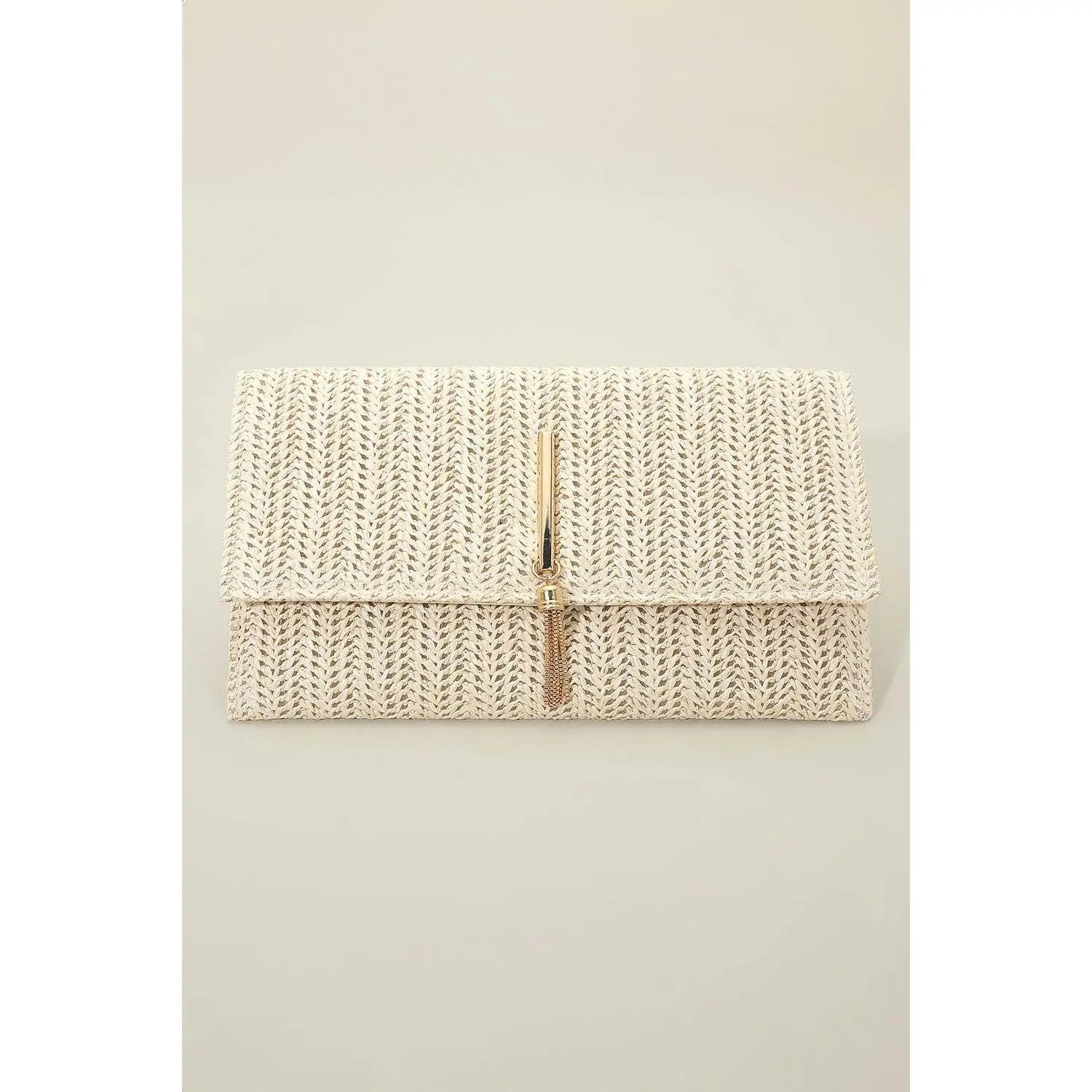 RAFFIA WOVEN ENVELOPE CLUTCH BAG