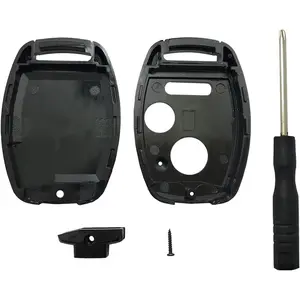 Replacement Key Fob Cover Case fits for 2006 2007 2008 2009 2010 2011 Honda Accord Civic CRV Pilot Ridgeline Odyssey Keyless Entry Remote Key Fob Shell 2+1 Button (Black)