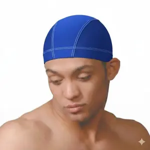 Titan Classic Stretch Dome Cap for Men, Royal Blue Seam Wave, Breathable Spandex Hair Cover, One Size