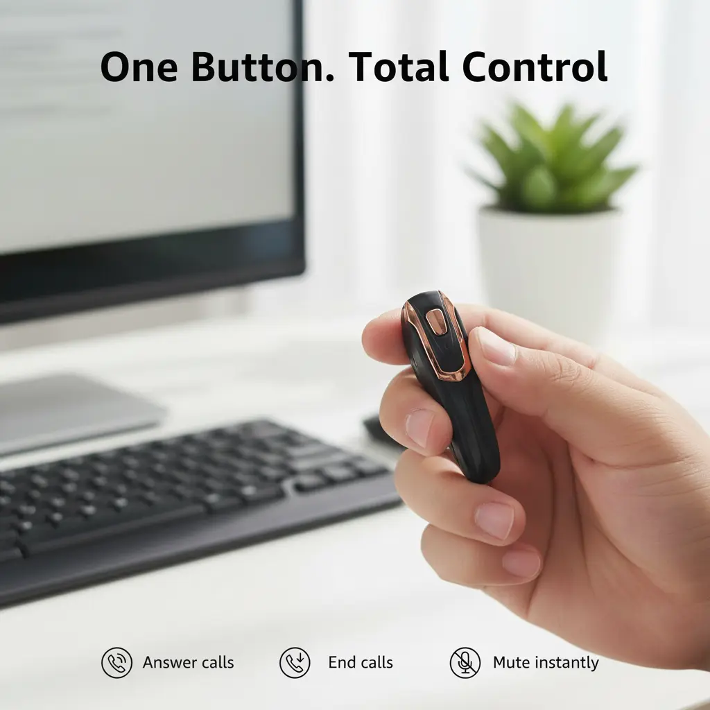 YUEYINOK Single-Ear Electronic Audio Bluetooth Earbud - Noise-Canceling Clear Calls, 1-Touch Button Control, 38H Talk Time for Office & Remote Work Calls