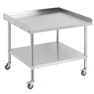 New Upgraded Utility Tables Heavy-Duty All-Stainless Steel Commercial Prep Table with 4 Wheels, Versatile Worktable for Outdoor Use in Restaurants, Hotels, Kitchens, Workshops, Gardens, and Garages