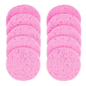 10PCS Compress Face Wash Puff Natural Wood Pulp Sponge Face Wash Puff Foaming Face Puff Cosmetic Puff Face Cleansing Sponge