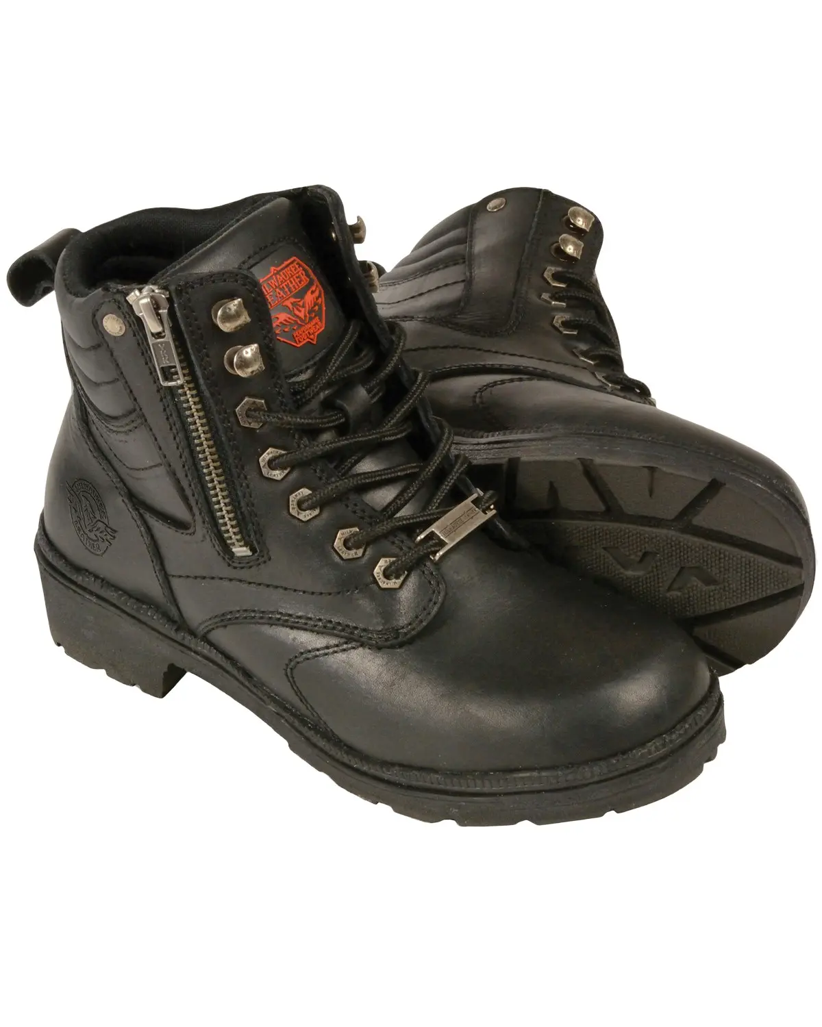 Milwaukee Leather Women's Women'S Side Zipper Boot Round Toe - Mbl9320