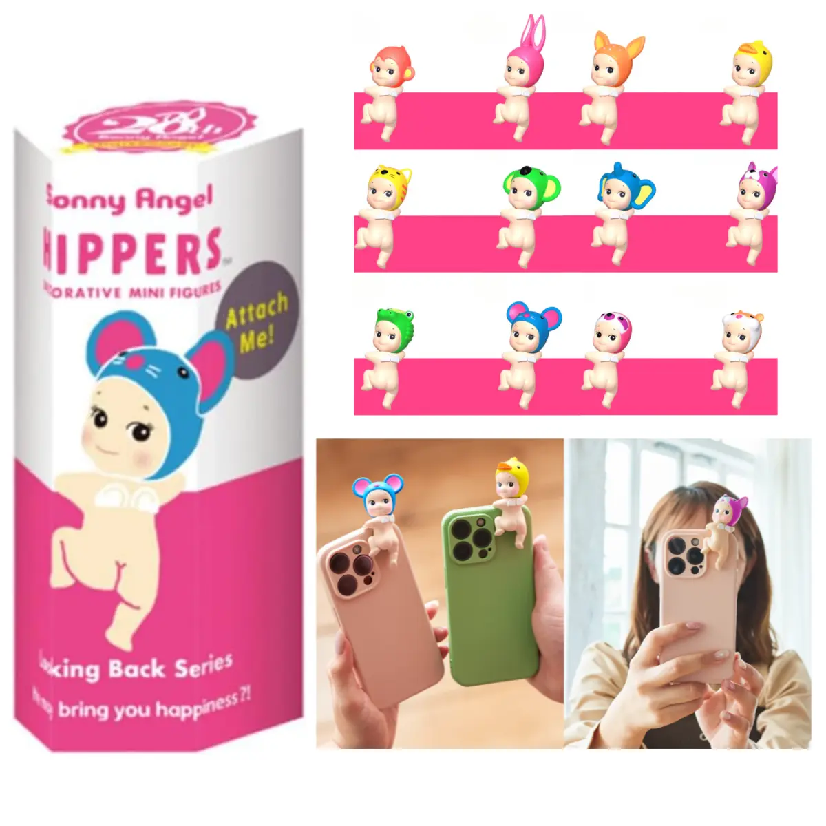 Sonny Angel HIPPERS Looking Back Series - Original Mini Figure/Limited Edition - 1 Sealed Blind Box Random Cute Collectible Figurines Gift for Kids Birthday