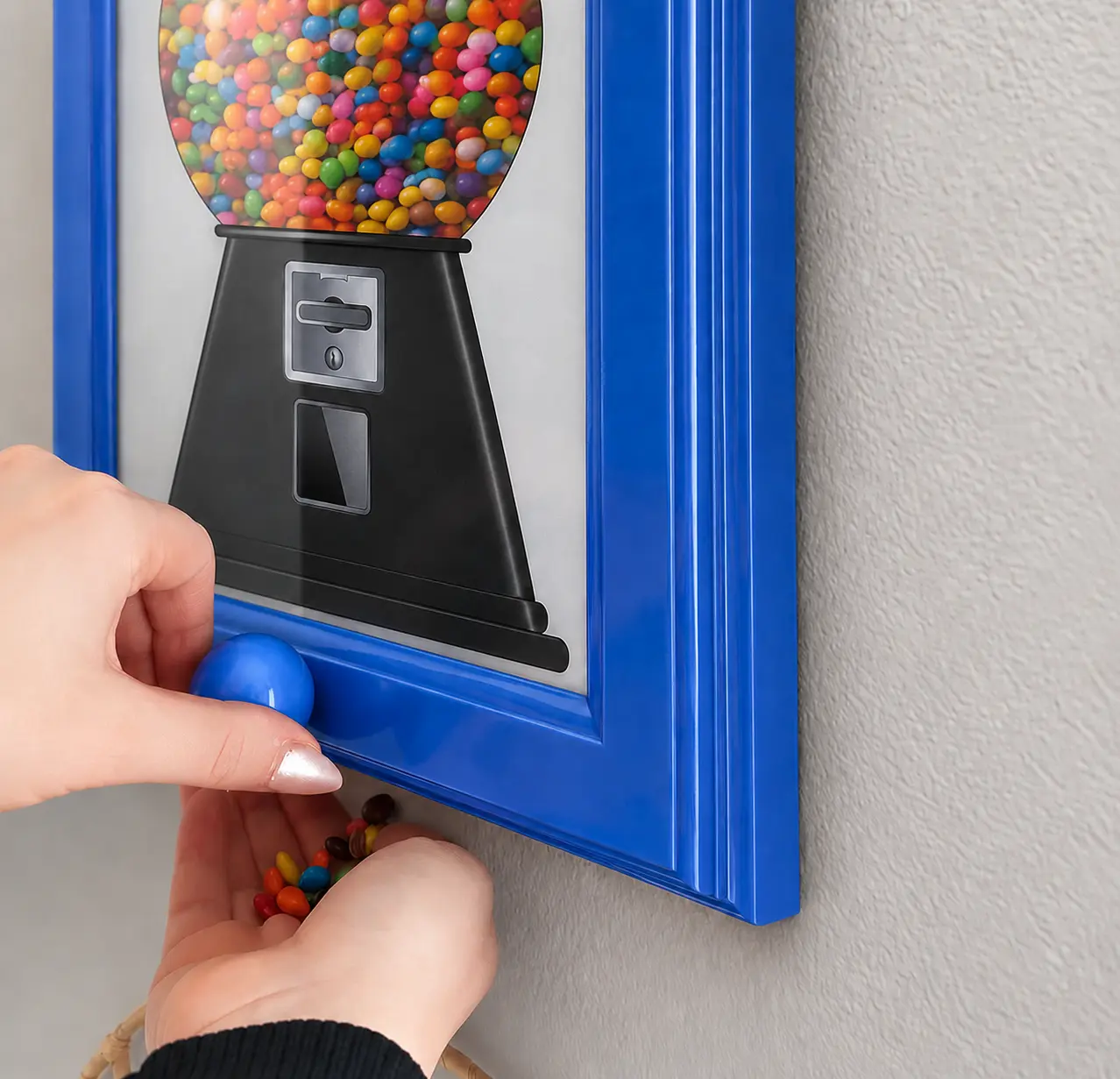 Candy Dispenser Photo Frame, Handy Wall Candy Frame, Wall Mounted Candy Dispenser For Candies, Nuts, Creative Bubble Gum Machine for Home Decor, Office Desktop