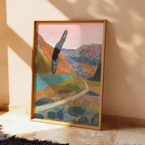 [SALE UP TO 50% + FREE SHIP]Swimming  Art Print  Midcentury Modern Western Landscape posterr