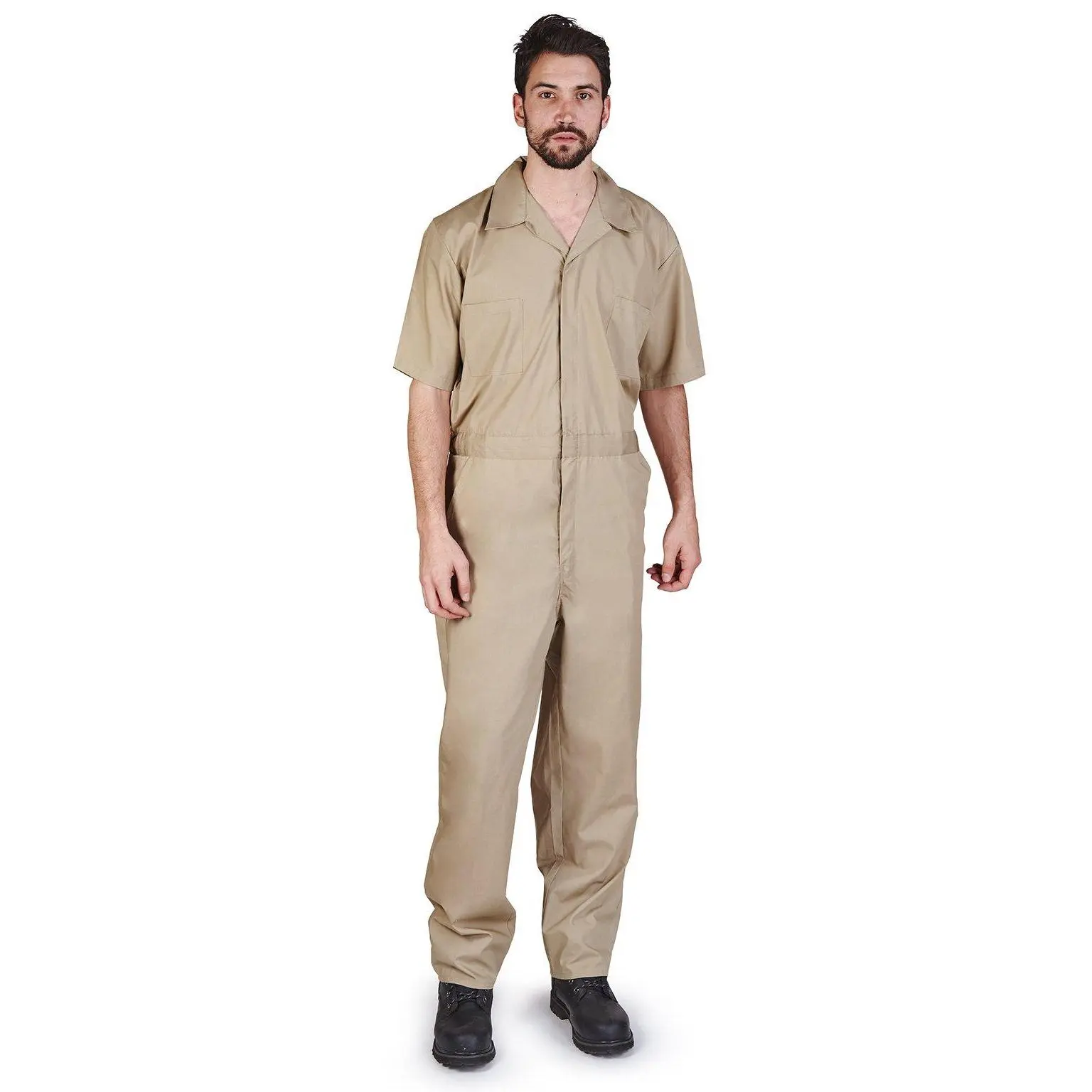 ACTIVE UNIFORMS Men’s Short Sleeve Workwear Coveralls – Breathable, Stain-Resistant with 6 Pockets