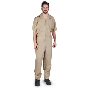 ACTIVE UNIFORMS Men’s Short Sleeve Workwear Coveralls – Breathable, Stain-Resistant with 6 Pockets