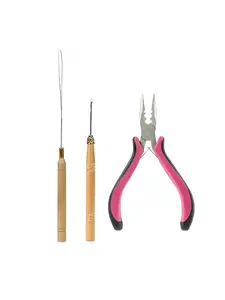 🔥 【 Hair extensions 3-piece set 】 Professional pliers+crochet hook+hair extensions pull ring | Non marking quick connection without damaging hair | Universal for thick fine hair | Salon level DIY Hair Styling Kit ✨# Hairdressing tools # Essenti