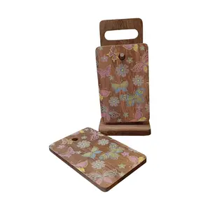 Temp-tations Seasonal (2) Wood Cutting Boards with Storage Stand