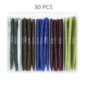 Bombrooster Rubber Worms Senkos, Soft Plastic Lures 4" 5" Salt Impreatation for Bass Fishing Ewg Hook Nail Weights fishing equipment bait casters rod joy bait