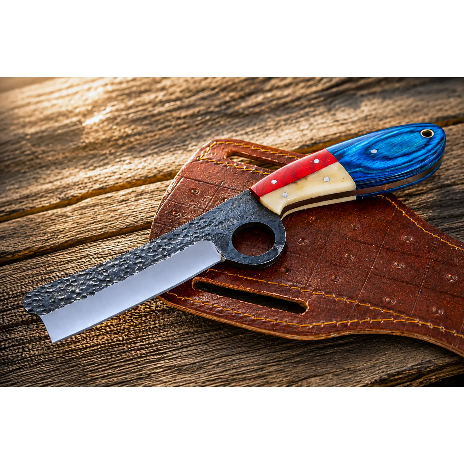 Hand-Forged Railroad Steel Utility Kitchen Knife - Premium Wooden Handle, Genuine Leather Sheath - Collector Edition, Knives