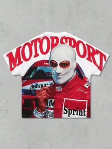 Racing Men's & Women's T-Shirt, Casual Graphic Tee, Long Loose-Fitting Design, Perfect for Everyday Wear, Comfortable Cotton Material